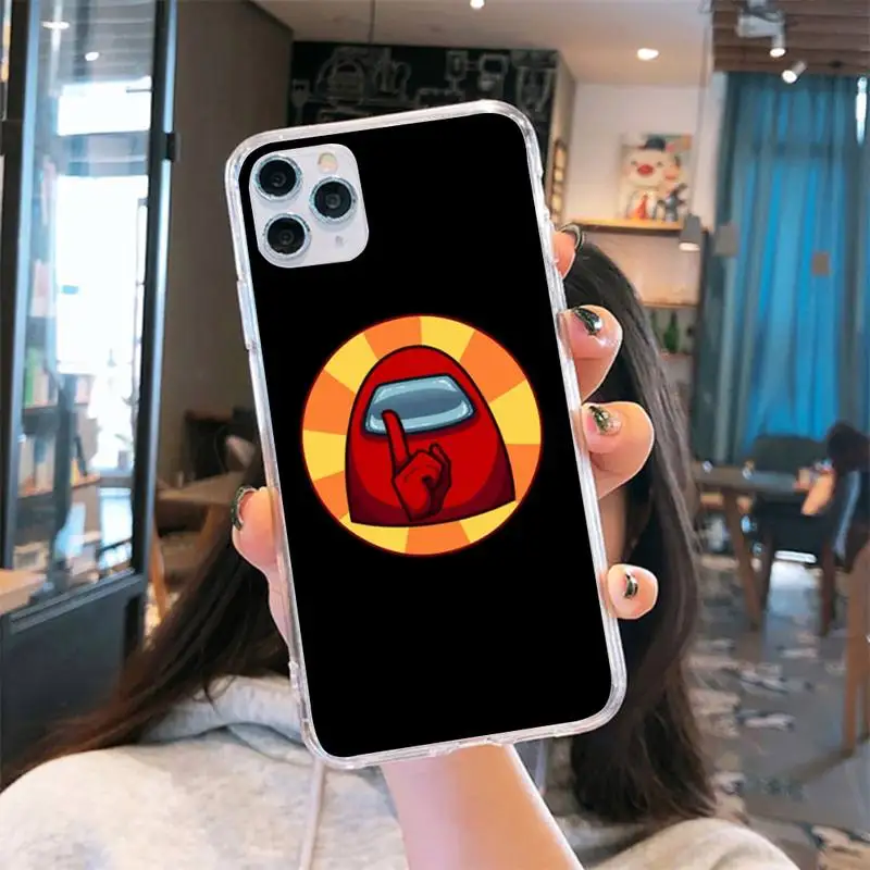 

Hot game Among Us Phone Case Transparent for iPhone 6 7 8 11 12 s mini pro X XS XR MAX Plus