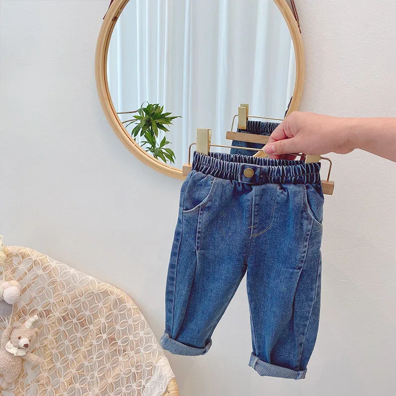 

Toddler Kids Trousers Jeans Spring Autumn New Baby Girls Casual Loose Denim Pants Fashion High Quality Solid Jeans for Boy 2-7 Y