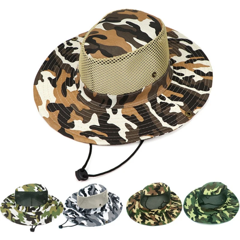 

Outdoor Fishing Large Eaves Sunshade Cap Camouflage Fisherman's Hat Fishing Caps Ourdoor Camping Fishing Hiking Hat Breathable