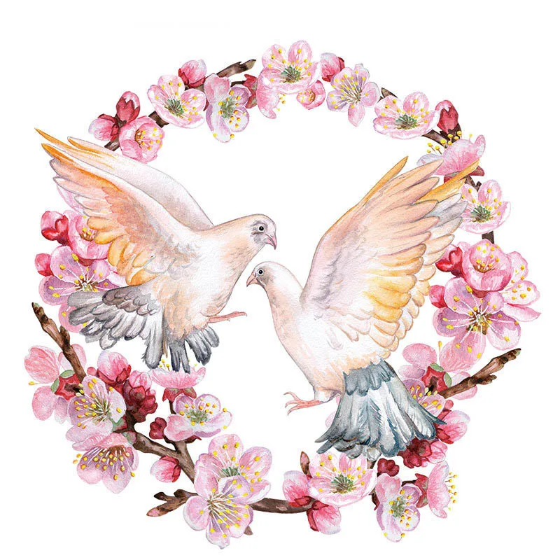 

Peace Dove Wreath Animal Iron On Patches For DIY Heat Transfer Clothes T-Shirt Thermal Stickers Decoration Printing