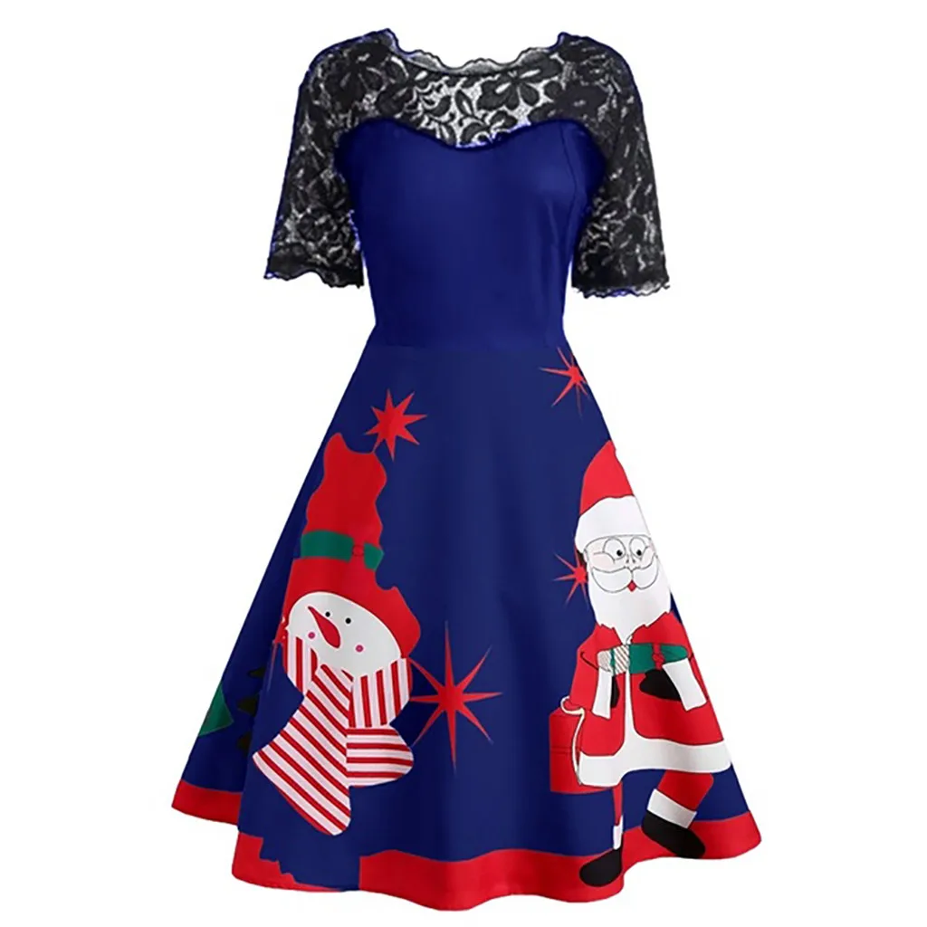 Рождественское платье винтажное женское повседневное кружевное Вышитое Платье