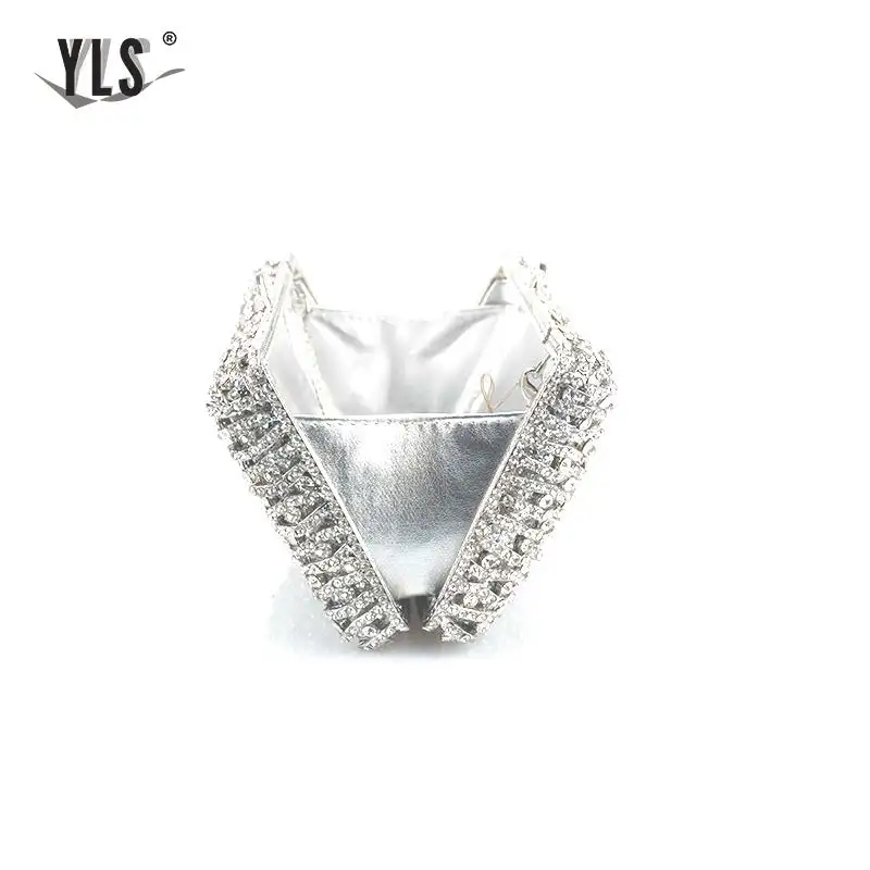 Women Silver Diamond Bag Crystal Clutch Fashion Evening Party Purse Bridal Flower Rhinestones Handbag Ladies Torebki Damskie | Багаж и