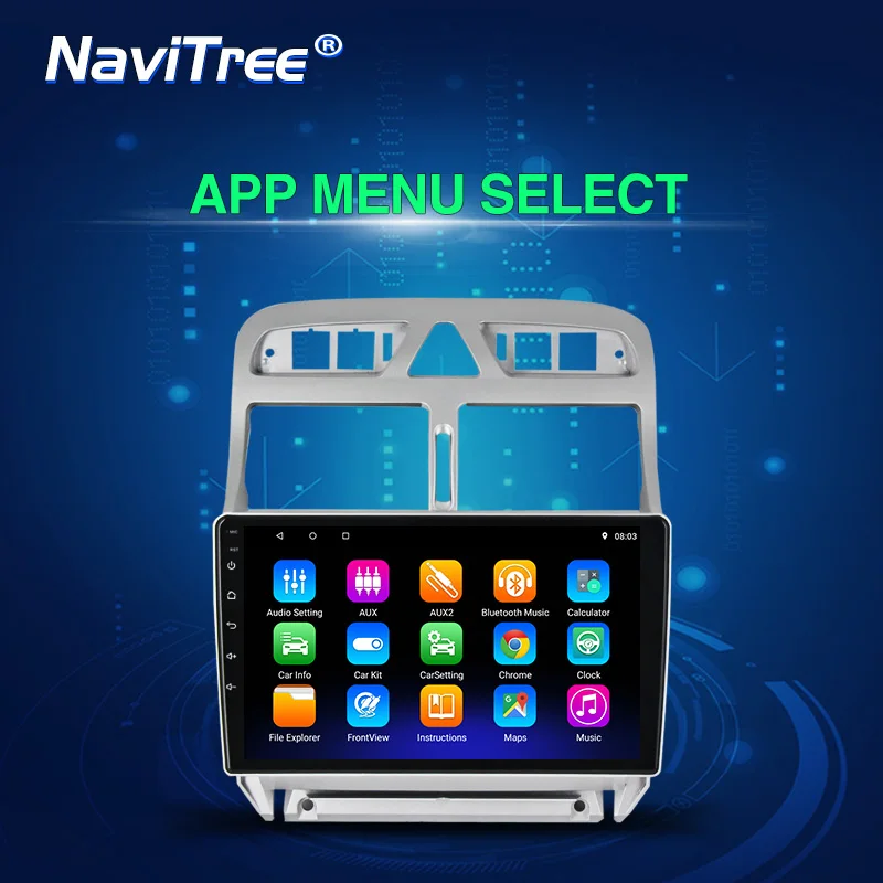 Автомагнитола NaviTree Android9.0 для peugeot 307 307CC 307SW 2004-2013 WiFi Bluetooth gps навигация