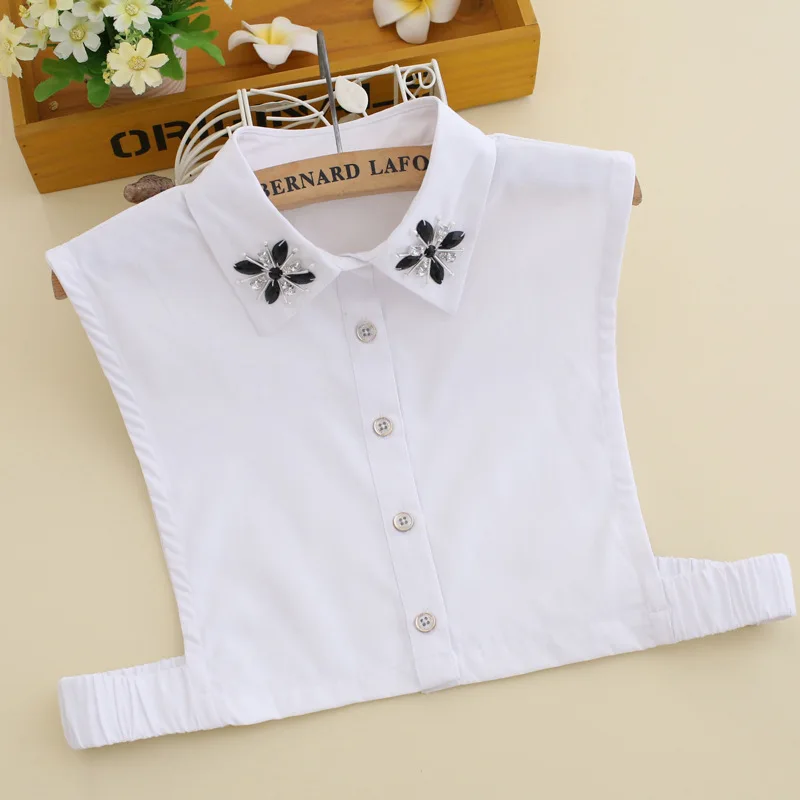 

Solid Color White Women Fake Collar Shirt Female Half Shirt Flase Collar Sweater Vest Blouse Detachable Turn Down Lapel Collar