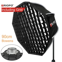 triopo 90cm photo portabe bowens mount softbox w honeycomb grid k90 octagon umbrella outdoor soft box for godox jinbei strobe