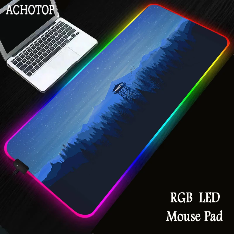 

80x30cm RGB Anime Mouse Pad Deep forest firewatch Laptop Mousepad Gamer Mause Pad Large XXL Locking Edge Keyboard Desk Mat Rug