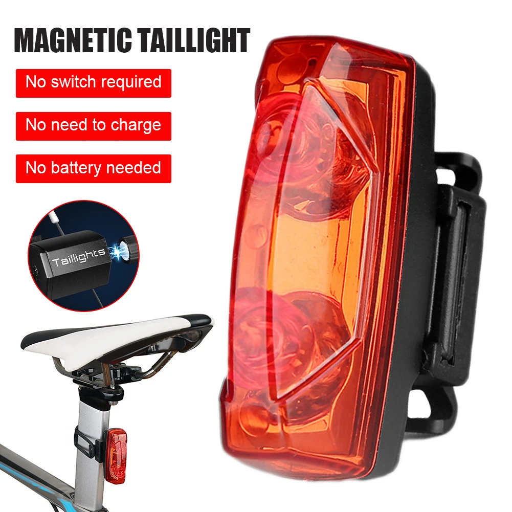 Induction Bike Taillights Magnetic Lights Cycling Warning Lamp MTB Bicycle Power Generate Taillight New Hot | Спорт и развлечения