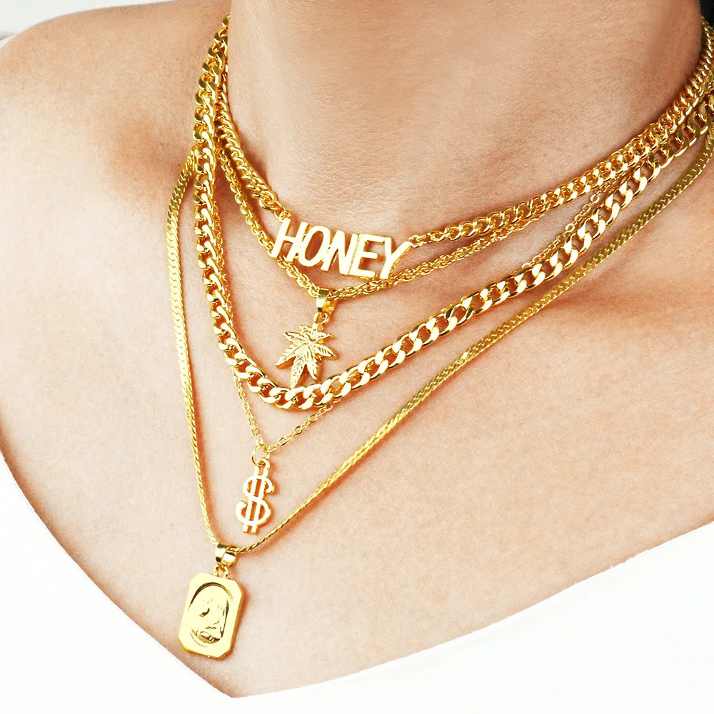 5 шт./компл. Винтаж доллар листья письмо Девы Марии монета 4 кулон Цепочки и