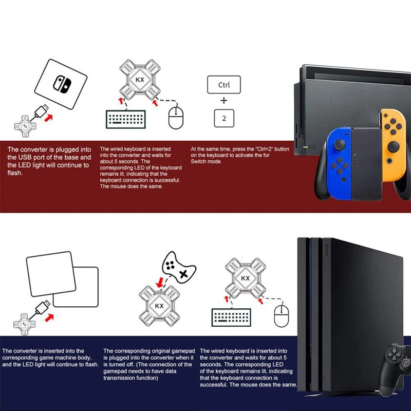 KX USB Game Controller Converter Keyboard Mouse Bluetooth Adapter Gaming for Switch/Xbox/PS4/PS3 | Электроника