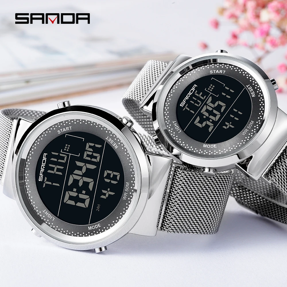 SANDA мужские и женские наручные часы кварцевые браслет из нержавеющей