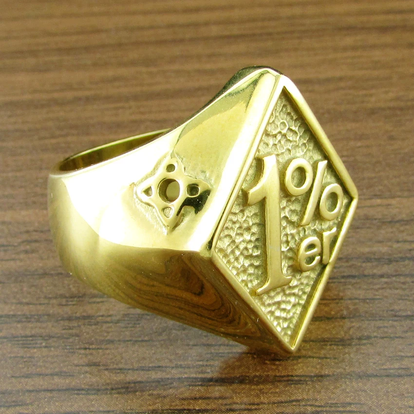 Мужское кольцо из нержавеющей стали 316L золотистое в стиле панк 1% | Украшения и