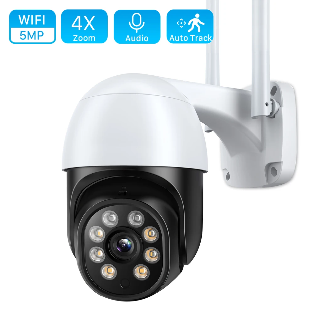 

5MP PTZ Wifi IP Camera 3MP 1080P 4X Digital Zoom Security CCTV Camera AI Human Detect Auto Tracking P2P Wireless Camera Outdoor