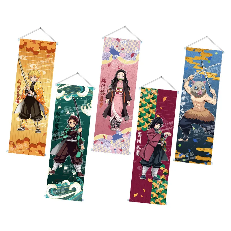 

Fashion Prints Scroll Anime Demon Slayer Kimetsu Poster Hippie Wall Picture Nordic Canvas Hanging Painting Home Office Decor