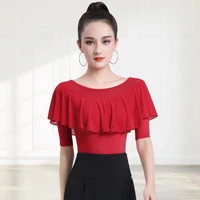 modern dance womens national standard dance ruffled sleeves latin dance costume tops competition performance practice clothes