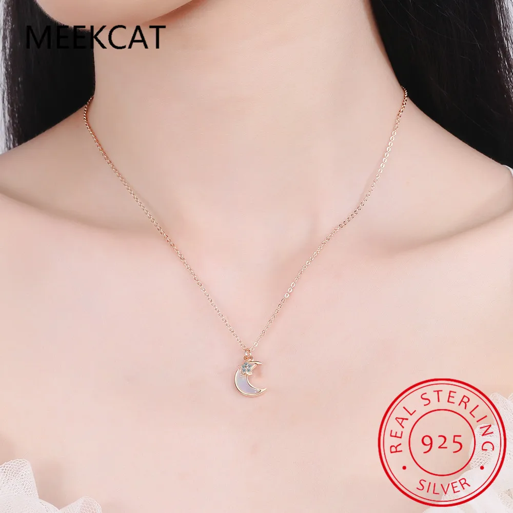 

925 Sterling Silver Clavicle Chain Necklace with Moon Light Luxury Bohemian High-End Non-Mainstream Ornament for Women