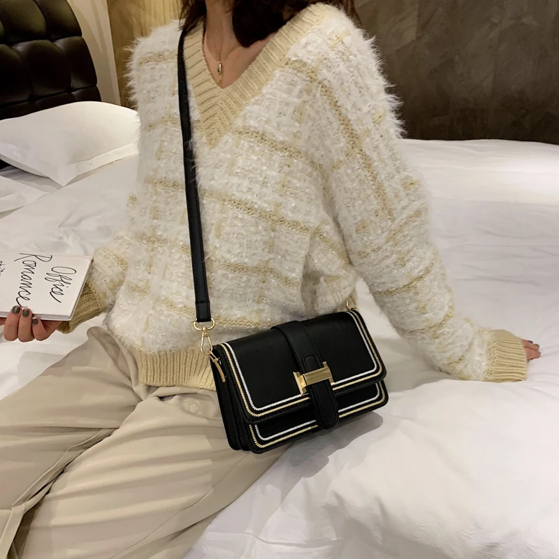 Женская сумка через плечо из искусственной кожи однотонная модная