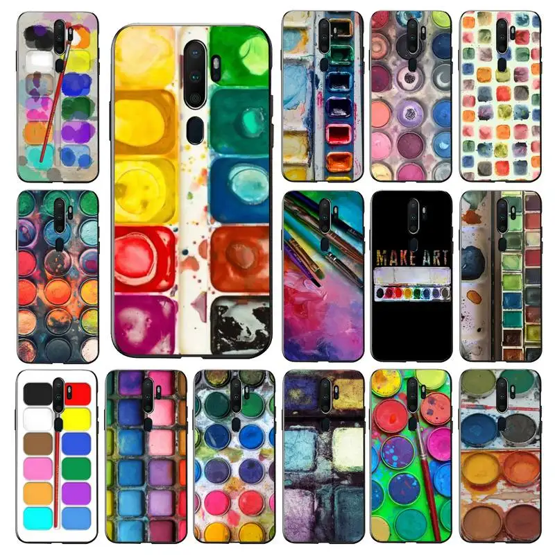 

FHNBLJ Colorful Watercolors Set Paint Palette Phone Case for vivo Y91C Y11 17 19 53 81 31 91 for Oppo a9 2020