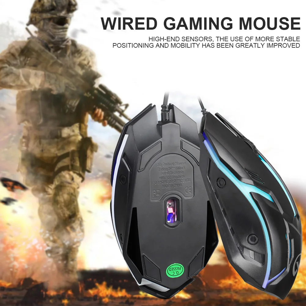 

For YWYT G813 Gaming Mouse Colorful Backlight 2400DPI Ergonomic High Performance Mouse Keyboard Combo 4-Button Wired USB Mouse