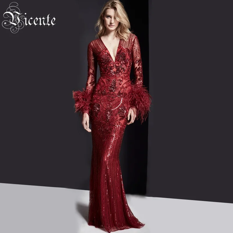 VC 2020 бесплатная доставка новинка модное украшенное перьями с блестками