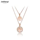 JeeMango в богемном стиле Стиль нержавеющая сталь двухслойные Кристальные серьги-древо жизни колье ожерелье кулон на пляж ожерелье для женщин JN19215