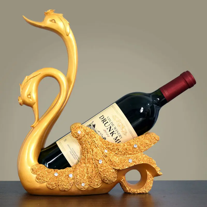 Creative Crafts Resin Red Wine Holder Frame Swan Horse Deer Antlers Room Decoration Cattle Porcelain Animal Figurines |