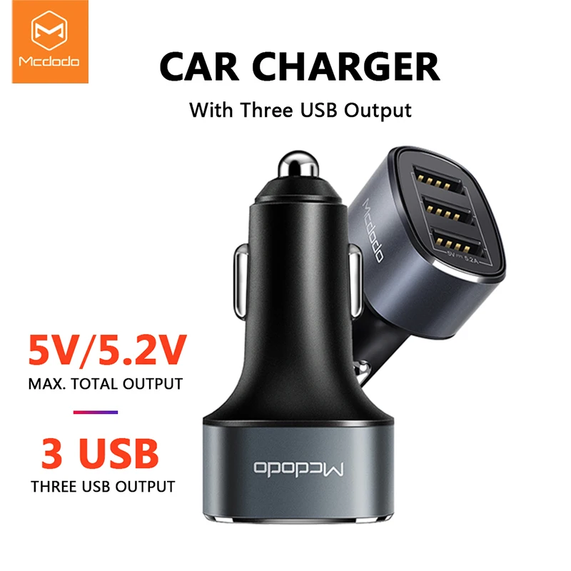 Mcdodo 3 USB порта Автомобильное зарядное устройство для универсального мобильного