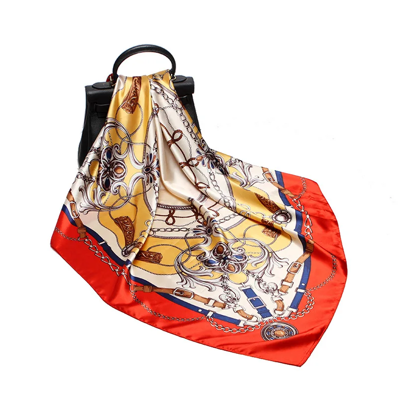 Шелковые шарфы 90 см для женщин мягкий женский шейный платок с ремнем из