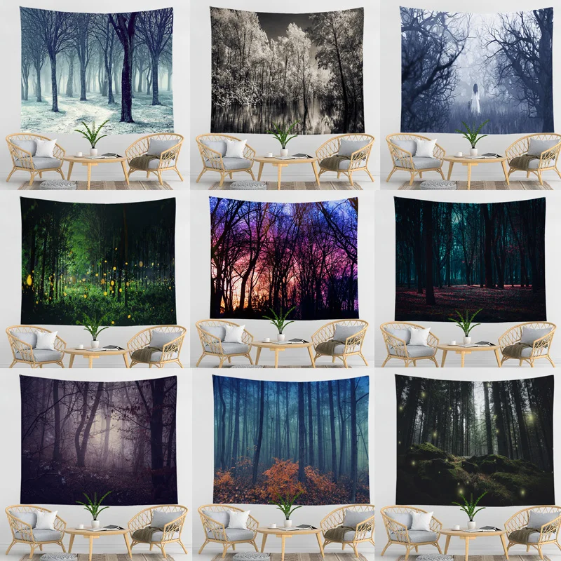 

Landscape Scenery Tapestry Hippie Forest Wall Tapestry Bohemian Decoration Tapestry Bedroom Dormitory Decoration Tapestry