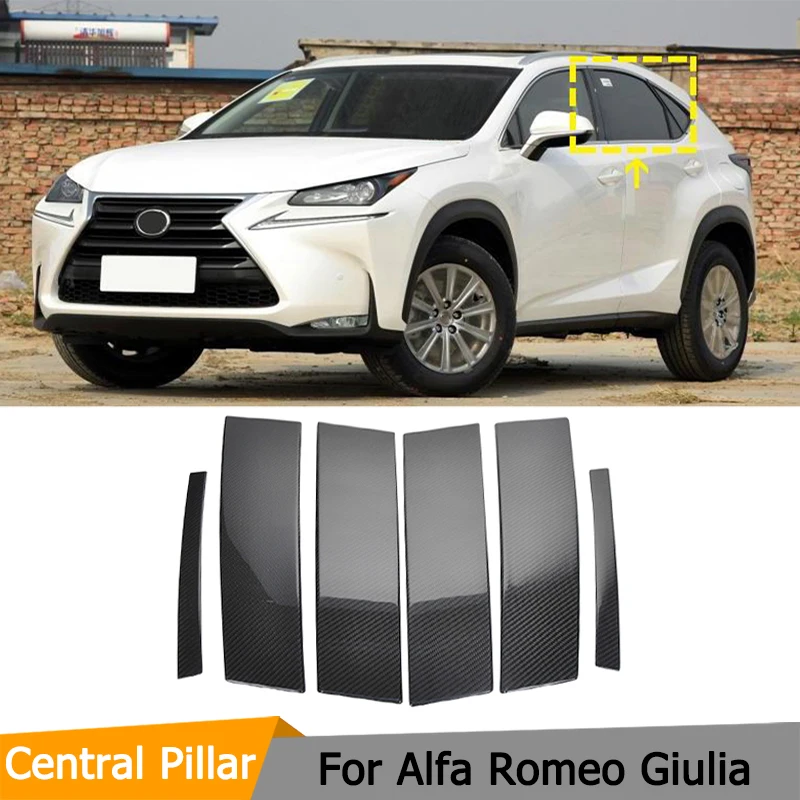 

Carbon Fiber Exterior Window Central Pillar Posts Covers For Alfa Romeo Giulia 2017 - 2021 Car Side Window Pillars Trims