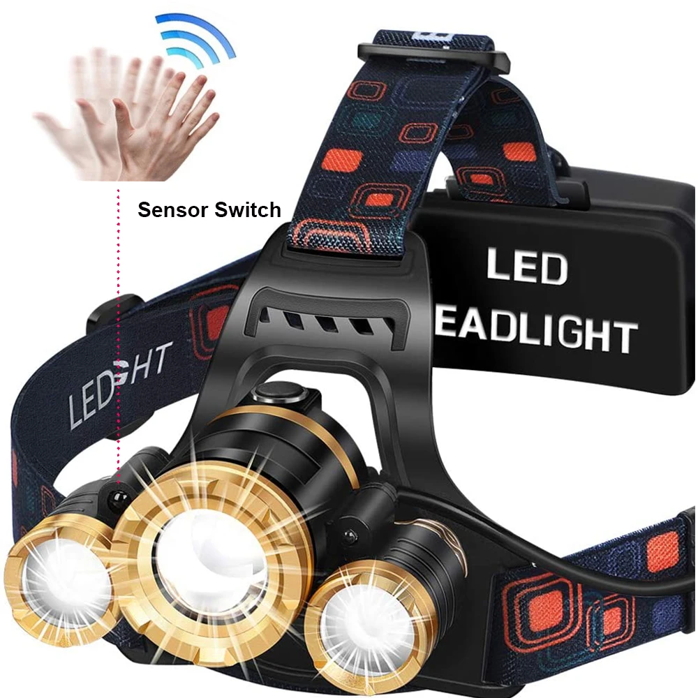 

Sensor Headlight Cree T6 LED Rechargeable Headlamp Waterproof-Zoomable Flashlight-Torch-Working Light Outdoors Fishing Camping