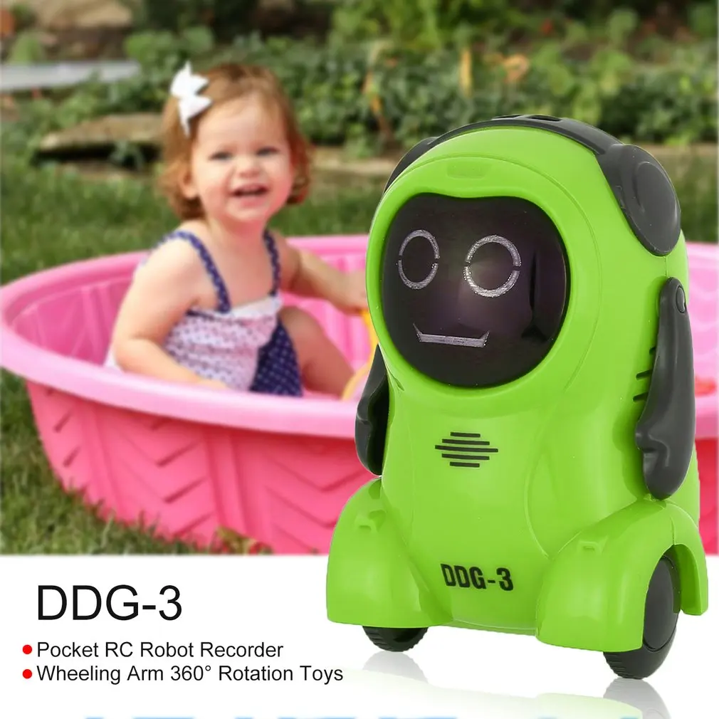 DDG-3 Intelligent Smart Mini Pocket Voice Recording RC Robot Recorder Freely Wheeling 360 Rotation Arm Toys for Kids Gift | Дом и сад