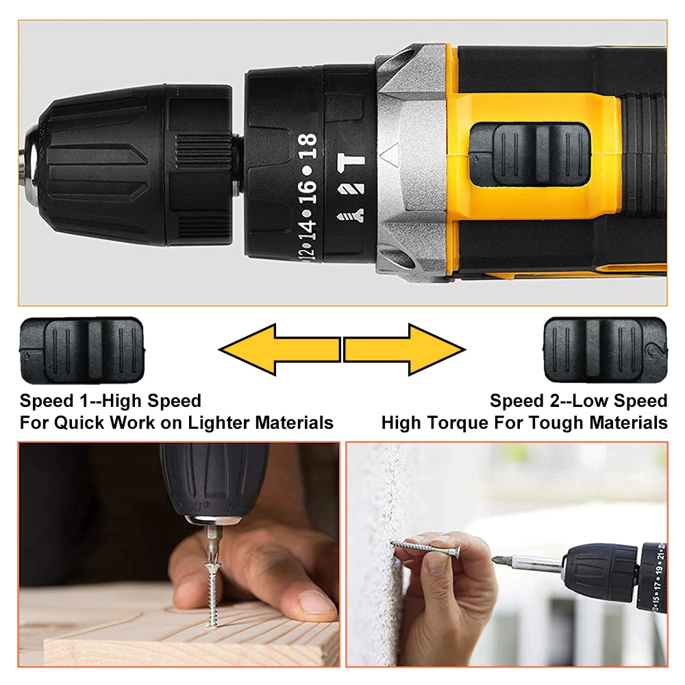 Аккумуляторная дрель 18 + 3 крутящих момента 21 в электрическая ударная отвертка