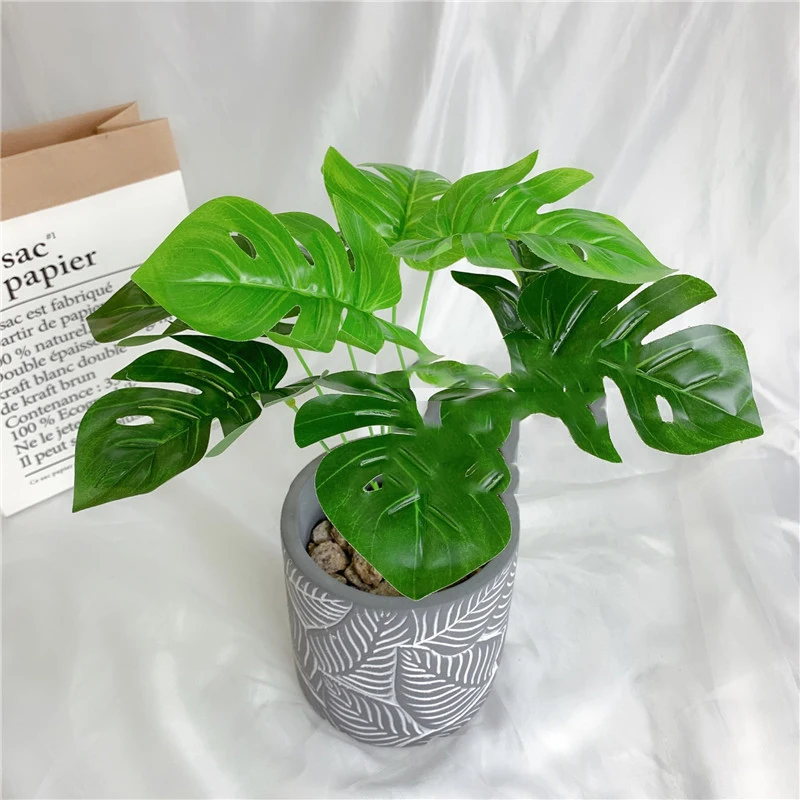 Artificial Plants Green Palm Leaves Monstera Home Garden Living Room Bedroom Balcony Decoration Tropical Plastic Fake Plant Long | Дом и сад