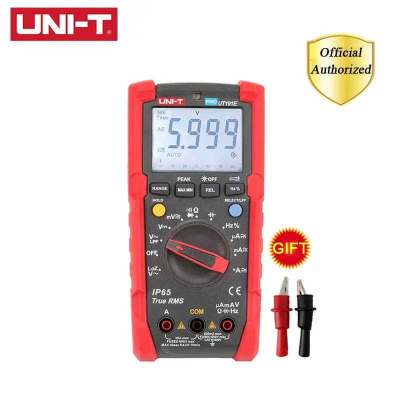 UT191E UNI-T UT191E/UT191T Профессиональный цифровой мультиметр True RMS AC DC Напряжение Ампер Ом метр водонепроницаемый пылезащитный диод тестер - Цвет: UT191E