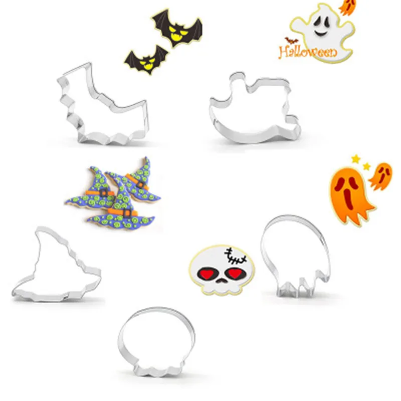 Набор для резки печенья на Хэллоуин 3D шляпа ведьмы череп летучая мышь привидение