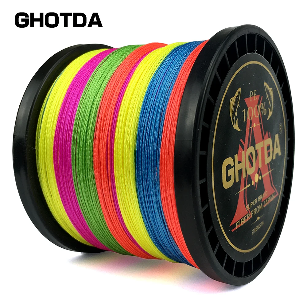 Мультифиламентная рыболовная леска GHOTDA 8 прядей 4 нити 1000/500/300 м плетеная для