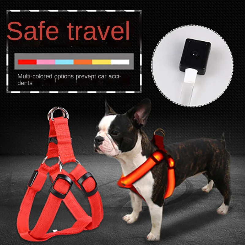 

Nylon Pet Safety LED Harness Dog Product Flashing Light Harness LED Dog Harness Leash Rope Belt LED Dog Collar Vest Pet Supplies