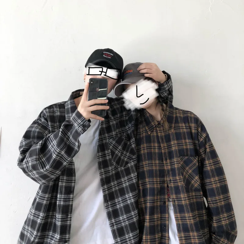 

Рубашка мужская в клетку, в стиле ретро, с длинными рукавами, весна-осень, S-XL