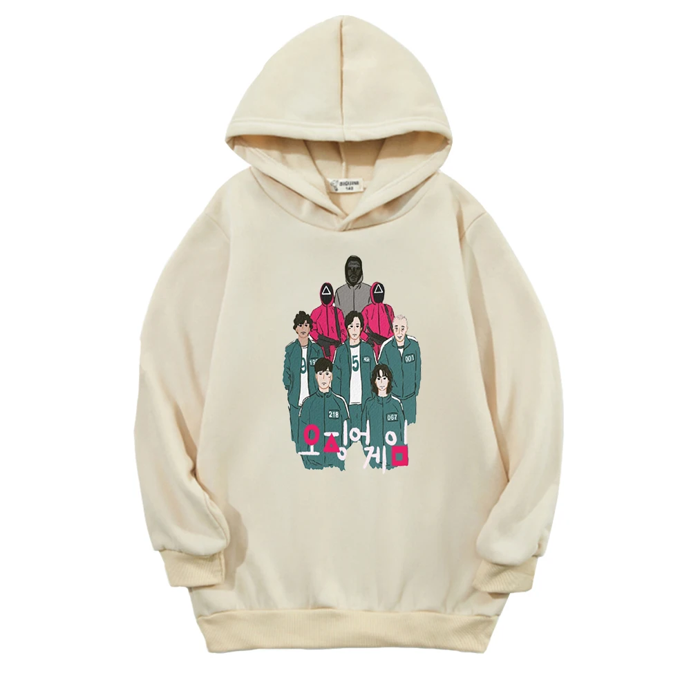 

Корейский пуловер для игры кальмар, толстовки, свитшоты для девочек, одежда для маленьких мальчиков, свободный зимний костюм, детская верхн...