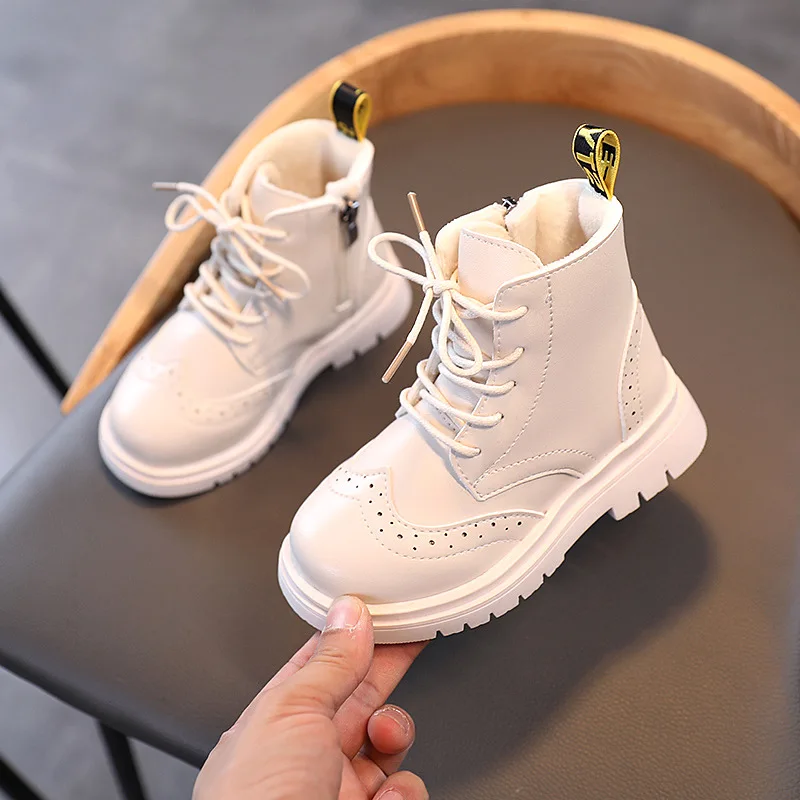 

Autumn and Winter Big Kids Children Waterproof Cotton Shoes For Girls Boys Lace Up School Ankle Martin Short Snow Boots New 2020