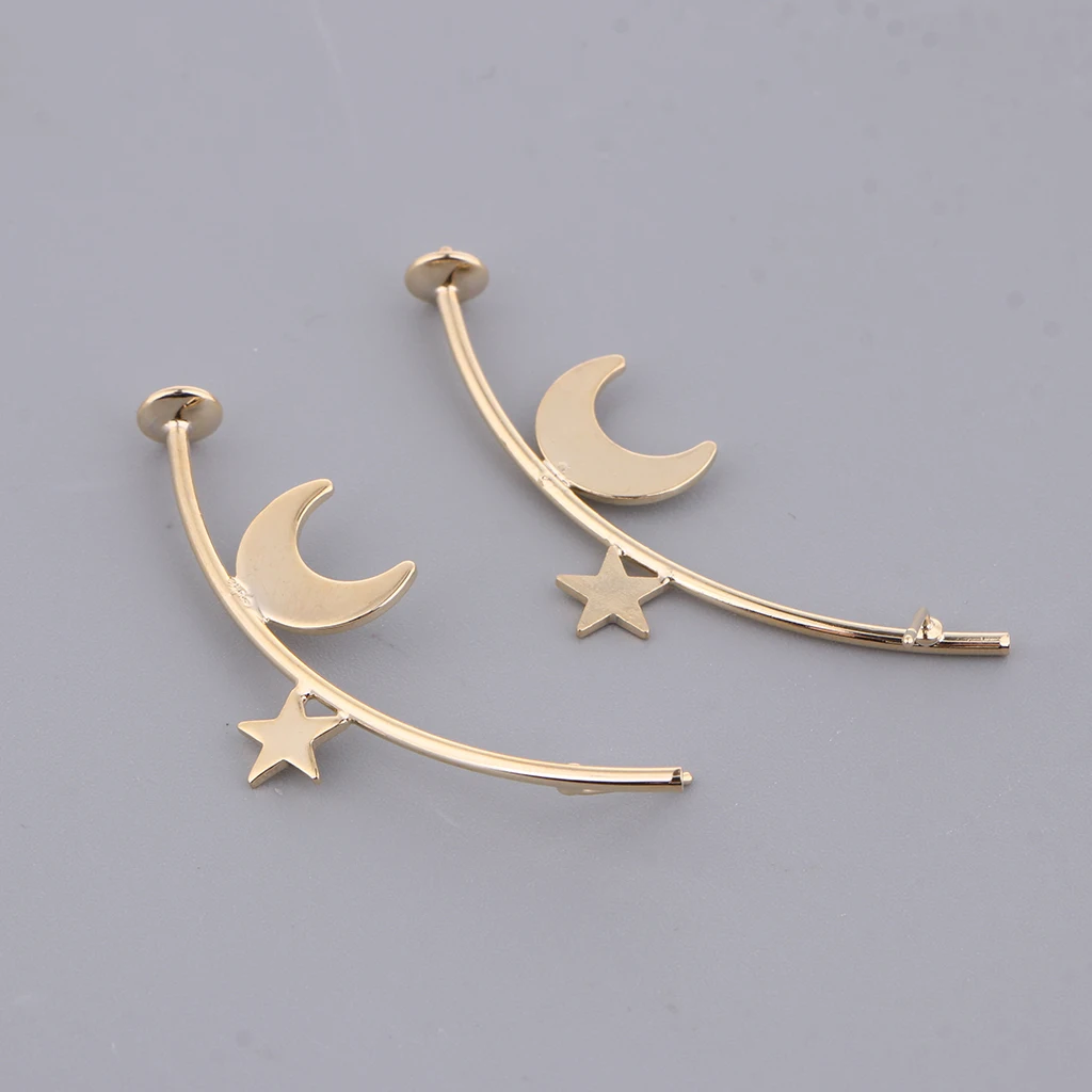 

Prettyia 1 Pair Star Moon Stud Earring Dangle Earring DIY