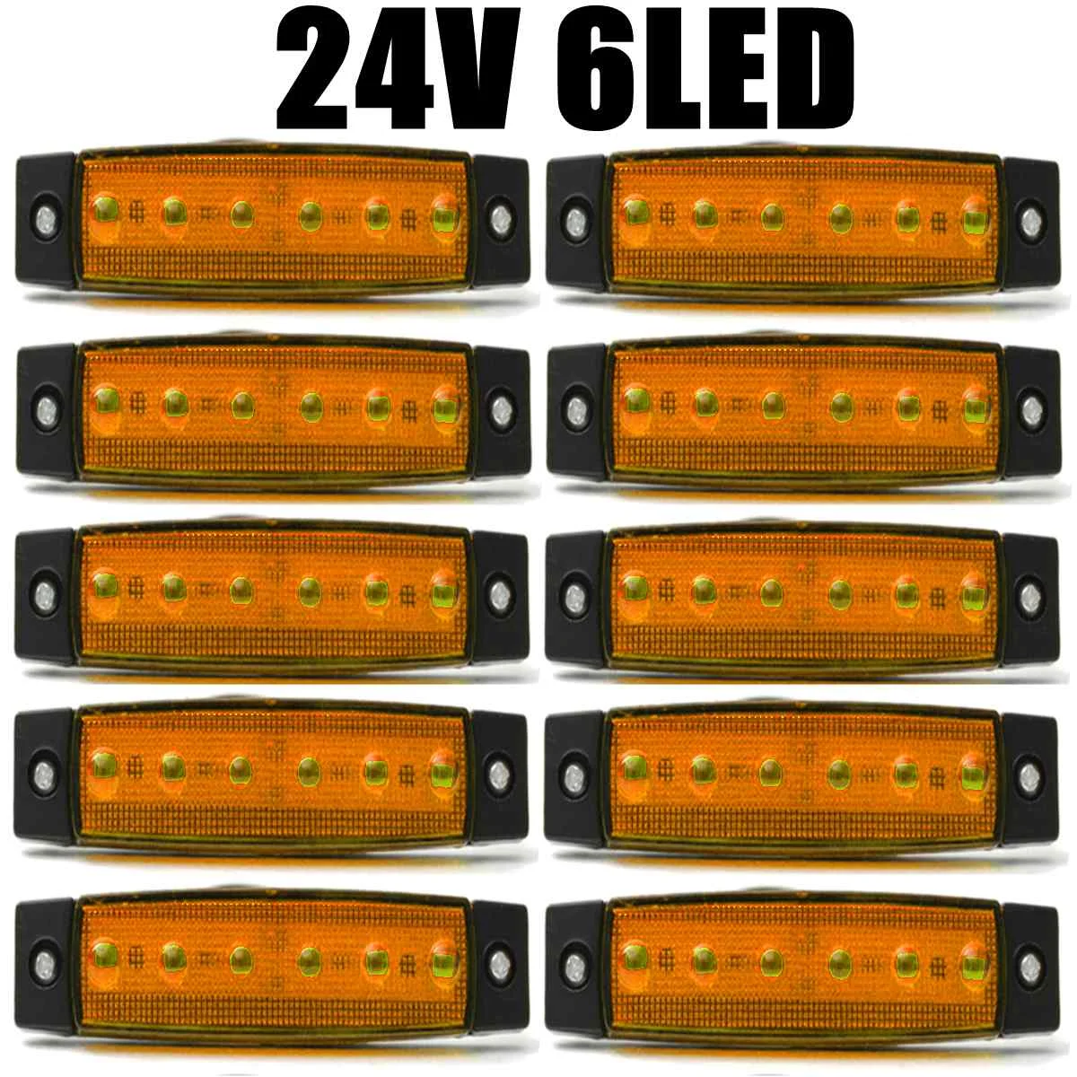 10pcs 24V Yellow 10/30 шт красный+ белый+ желтый автомобиль Внешнее освещение светодиодный 12V 6 Автомобильный светодиодный SMD Автомобильные шины для грузовиков вагонов боковые габаритные светодиодный индикатор прицеп светильник - Цвет: 10pcs 24V Yellow