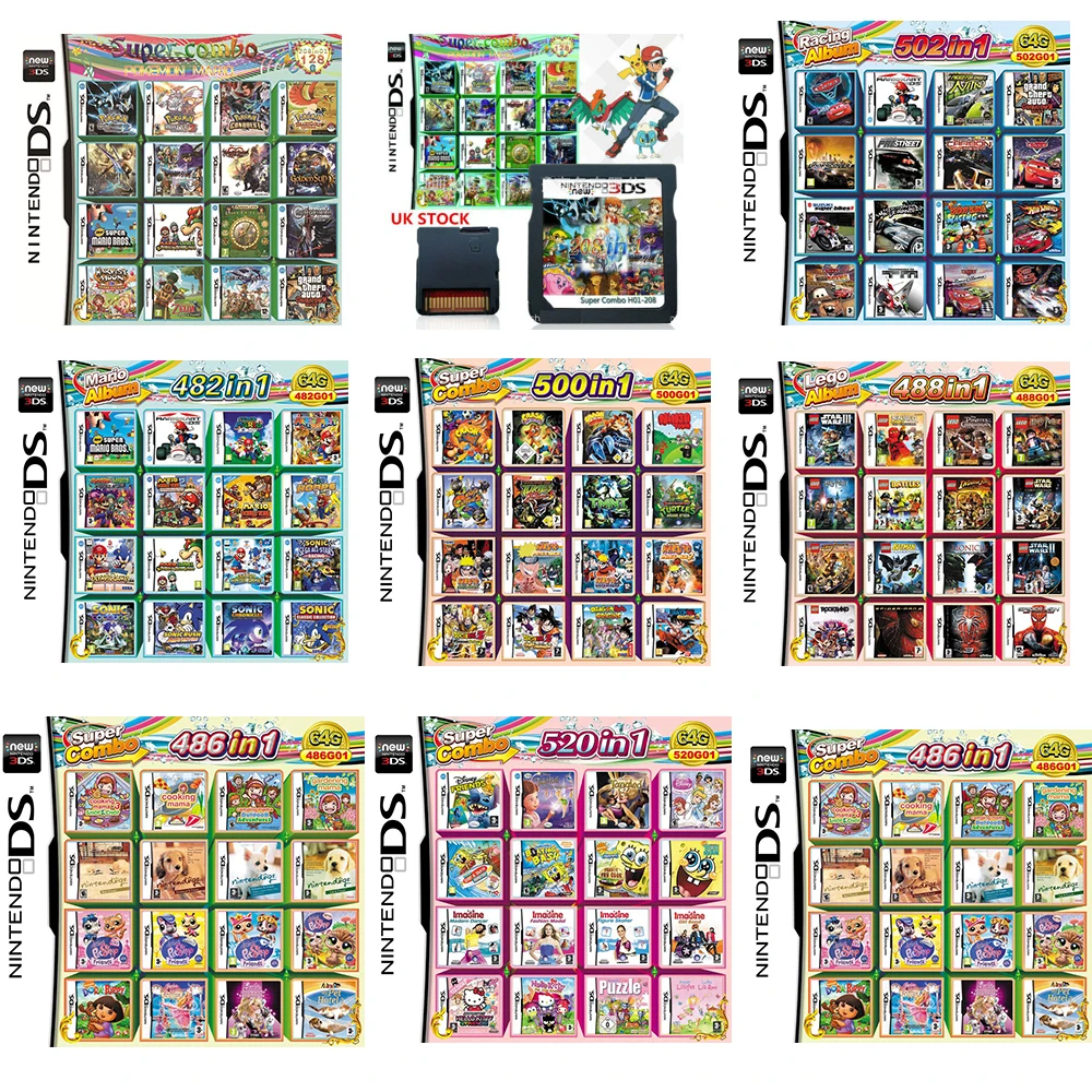 Tarjeta de juego DS 3DS NDSi DSi NDS NDSL Lite, Colecci&oacute;n Pokemon 280, versi&oacute;n colorida dorada en idioma ingl&eacute;s-0