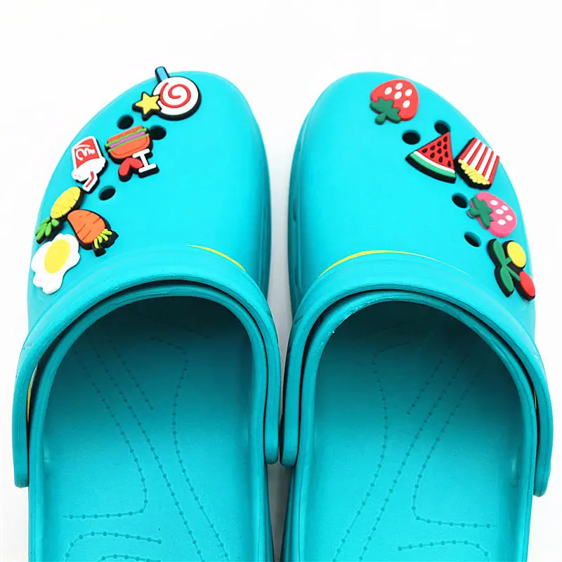 11Pcs/Set PVC Cartoon Shoe Decorations Candy Series Garden Shoe Croc Charm Accessories for JIBZ/ Wristbands kids Party Xmas