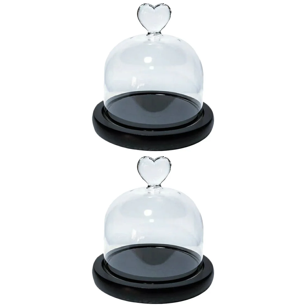 

2pcs Glass Preserved Floral Dome Cover Home Wedding Birthday Party Adornment