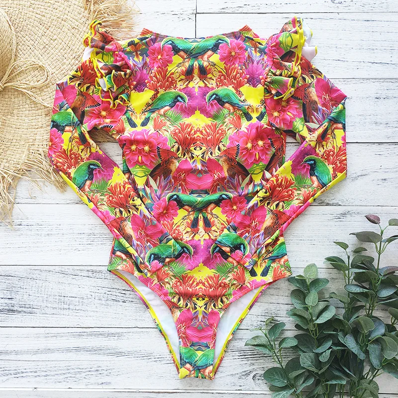 2021 новый сексуальный слитный купальник пуш-ап женский монокини с длинным рукавом