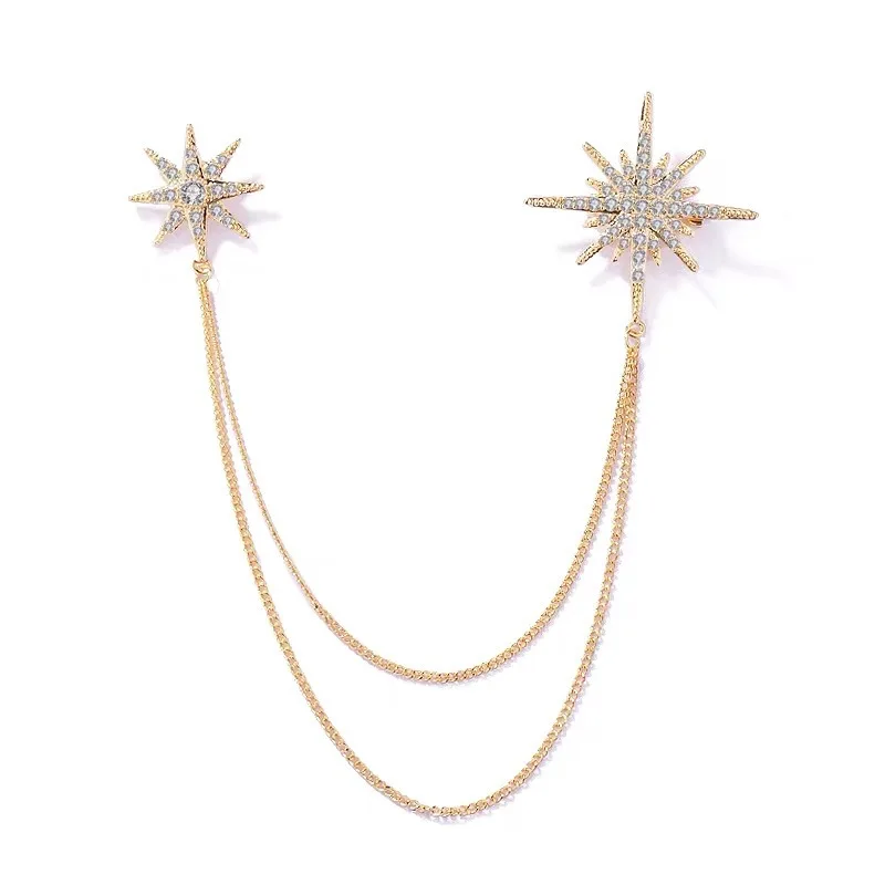 

Hobbyworker Fashion Chain Collar Buckle Brooch for Suit French Shirt A0218