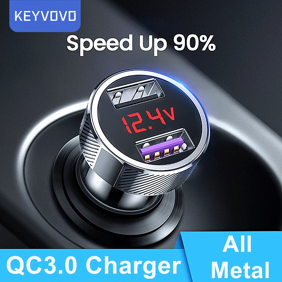 metal qc car charger qc 4 0 qc 3 0 led display fast charger quick charger for samsung xiaomi huawei usb phone charger in car free global shipping