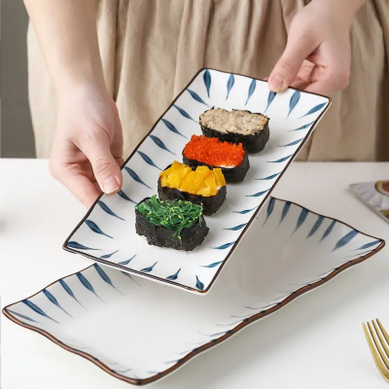 Креативная японская керамическая тарелка ручной росписи для стейка блюдо в