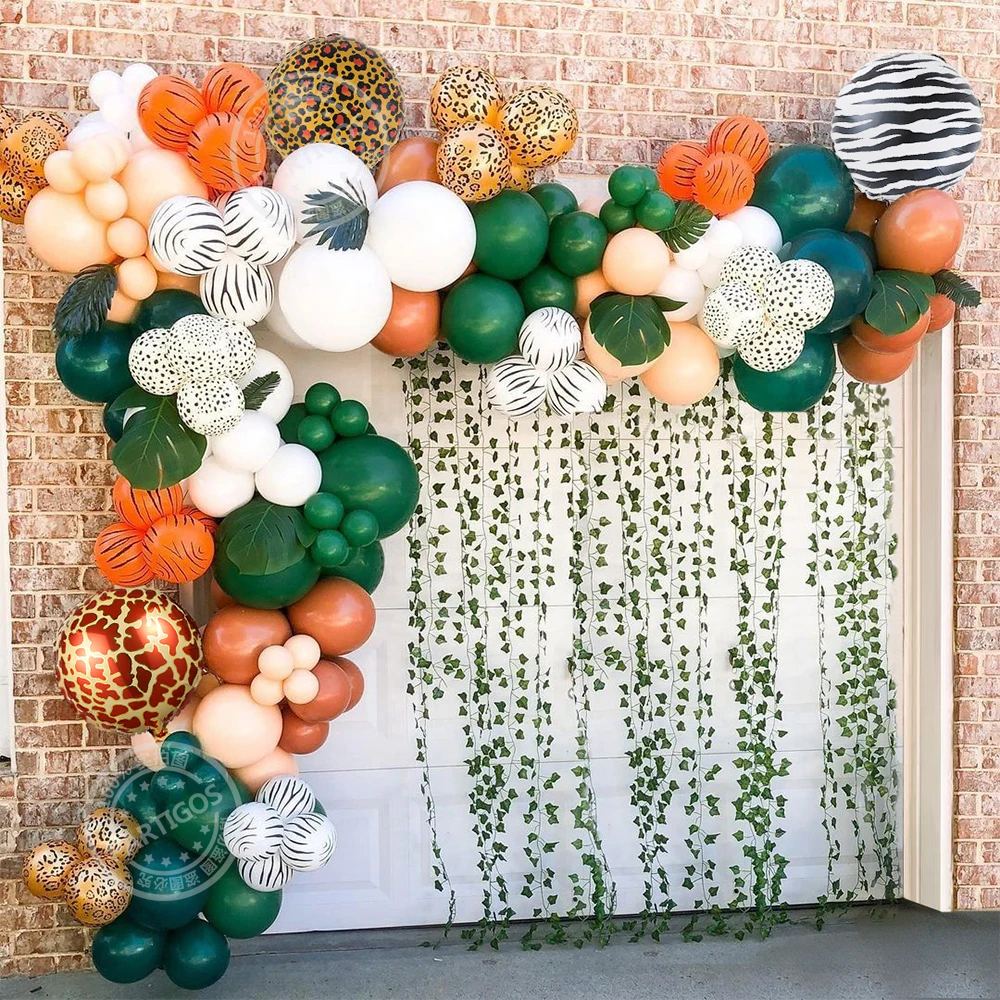 

Jungle Safari Theme Party Supplies Green Balloons Animal Pattern Garland Arch Kit Kids Birthday Party Baby Shower Decors Globos